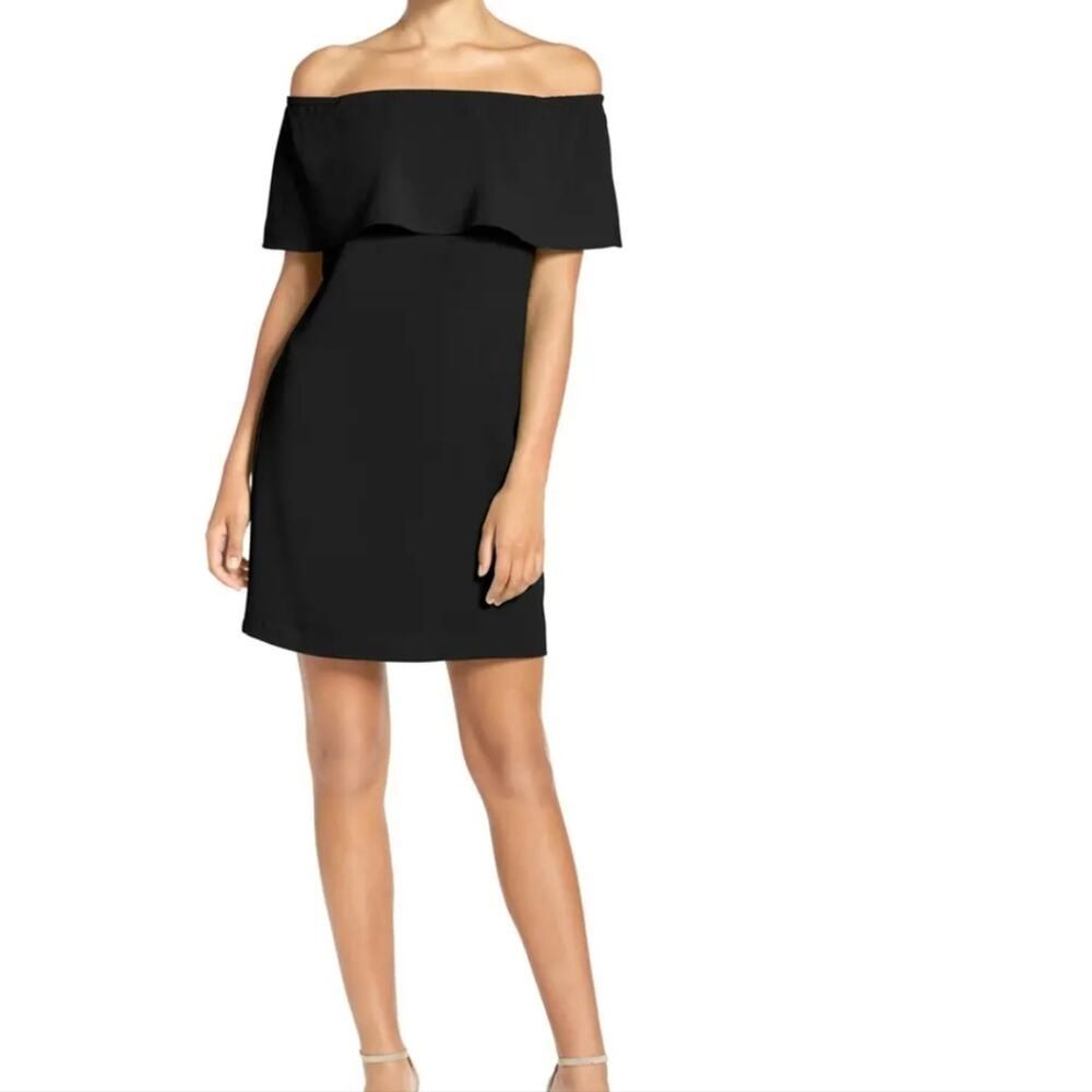 Charles Henry Off The Shoulder A-line mini dress in black‎ XSP